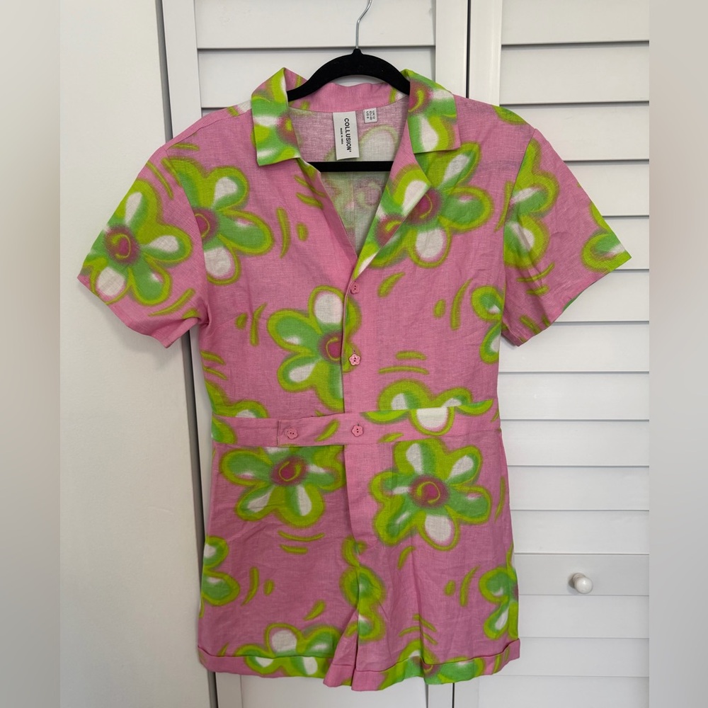 ASOS Colorful Pink Floral Romper Women Size 8
